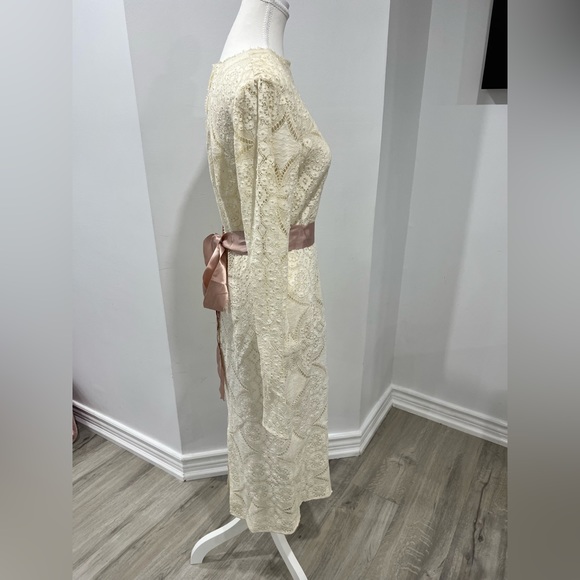 Vintage Dolce & Gabbana White Lace Dress with Pink Sash - Picture 3 of 16